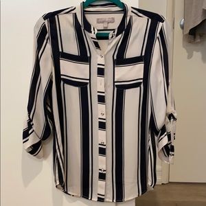 BANANA REPUBLIC cream/navy blouse